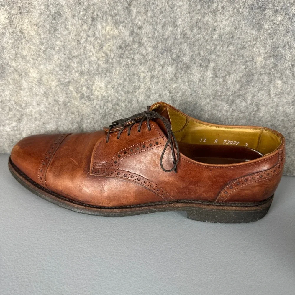 Allen Edmonds Shoes Mens 12 Brown 3458 Sanford Cap Toe Brogue Oxfords